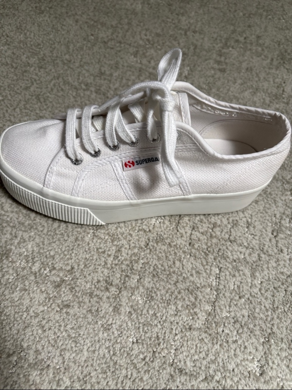 Superga White Low-Top 2740 Platform Canvas Sneaker Size 37 - Picture 7 of 11